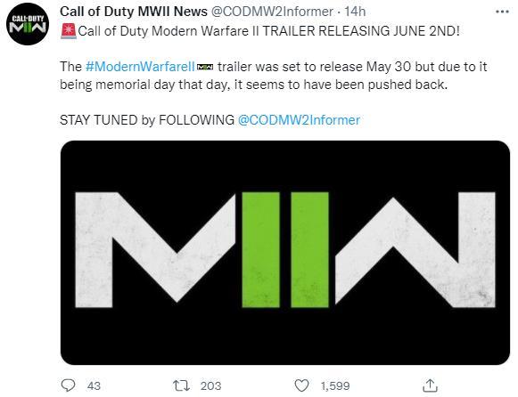 《使命召唤19:现代战争2》预告6月2日发布