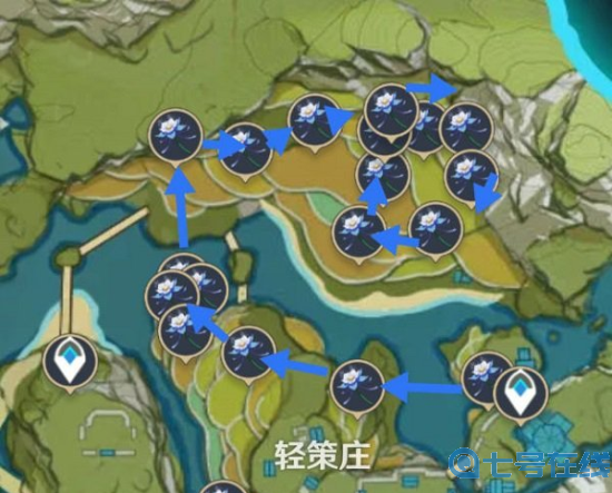《原神》琉璃百合采集点路线图