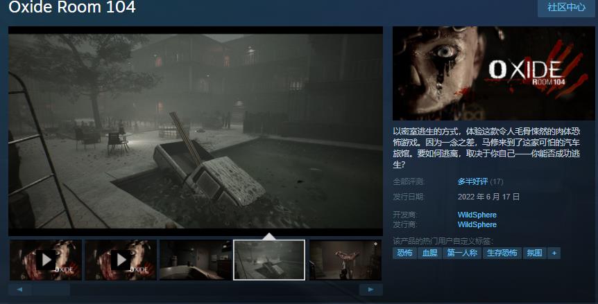 恐怖游戏《Oxide Room 104》发售 国区售价80元