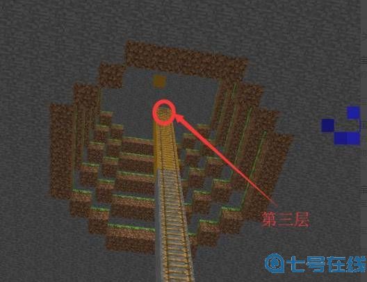 然后在第三层的方块的位置开始向下铺梯子