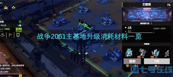 战争2061主基地升级消耗材料一览