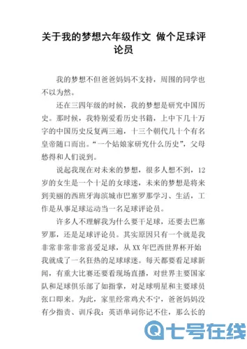 梦想足球运动员作文